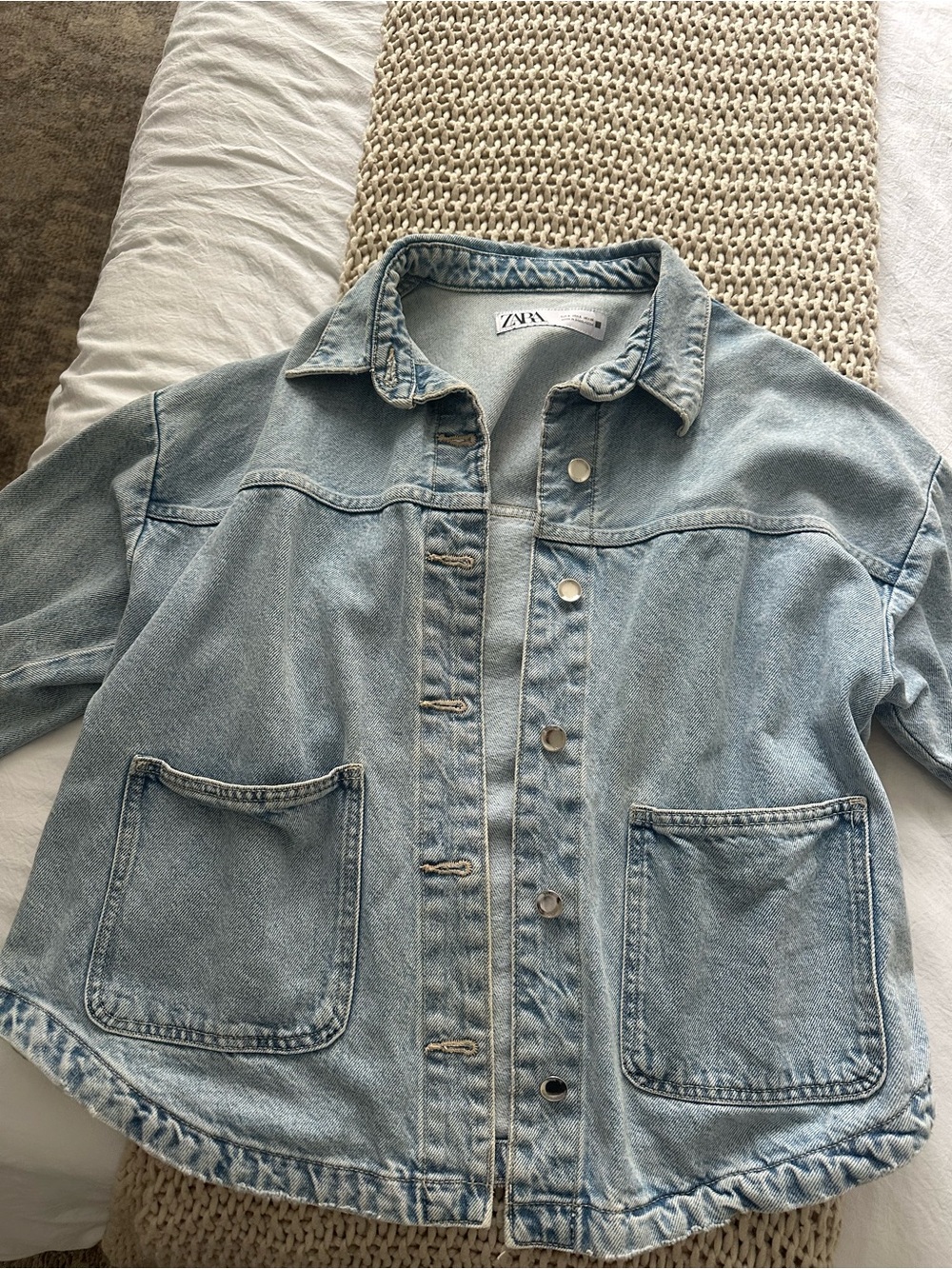 Zara Washed Light Blue Denim Jacket